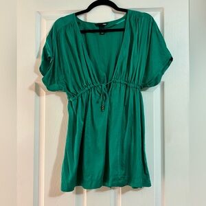 H&M Teal Blouse with Drawstring Detail